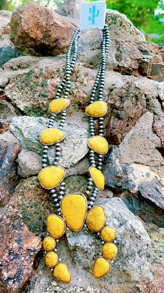 Squash Blossom Necklace XL- Yellow