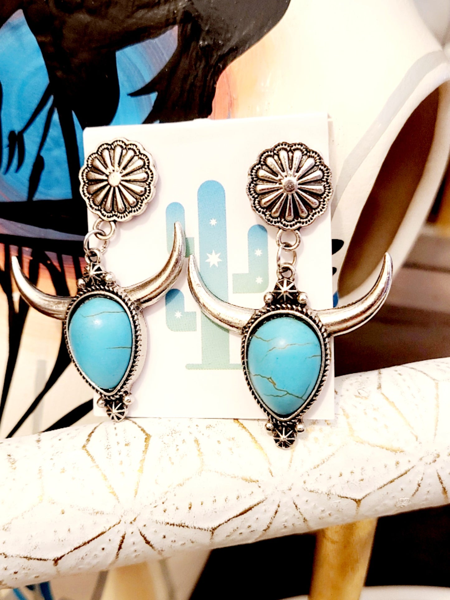 Turquoise Horn Earrings