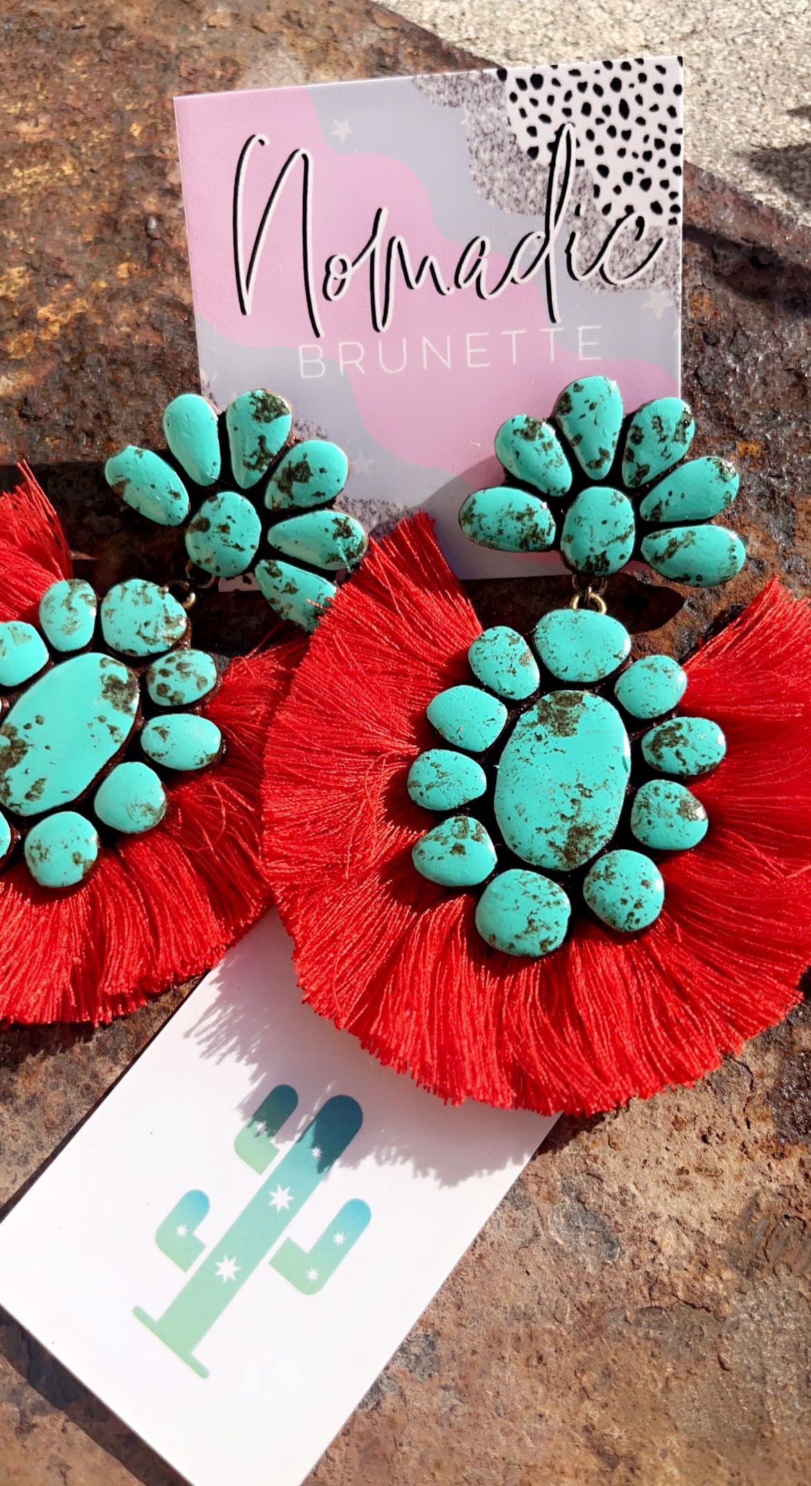 Mia's Earrings- Red/Turquoise